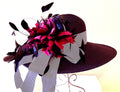 Black 5-6 Picture Hat-Fuchsia Feather