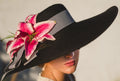 Black - Pink Lily Derby Hat