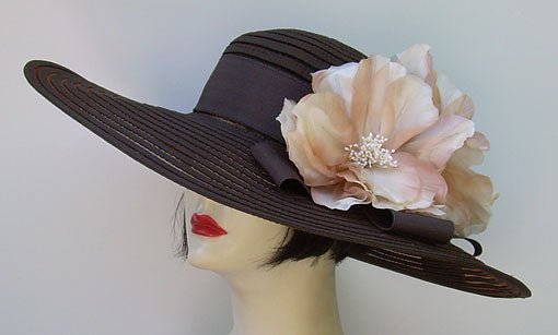 Brown 6" Brim-HH-Tan Hibiscus