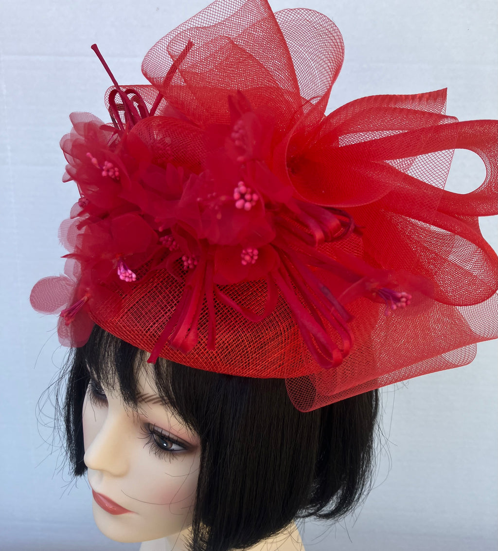 Red Fascinator-Flowers