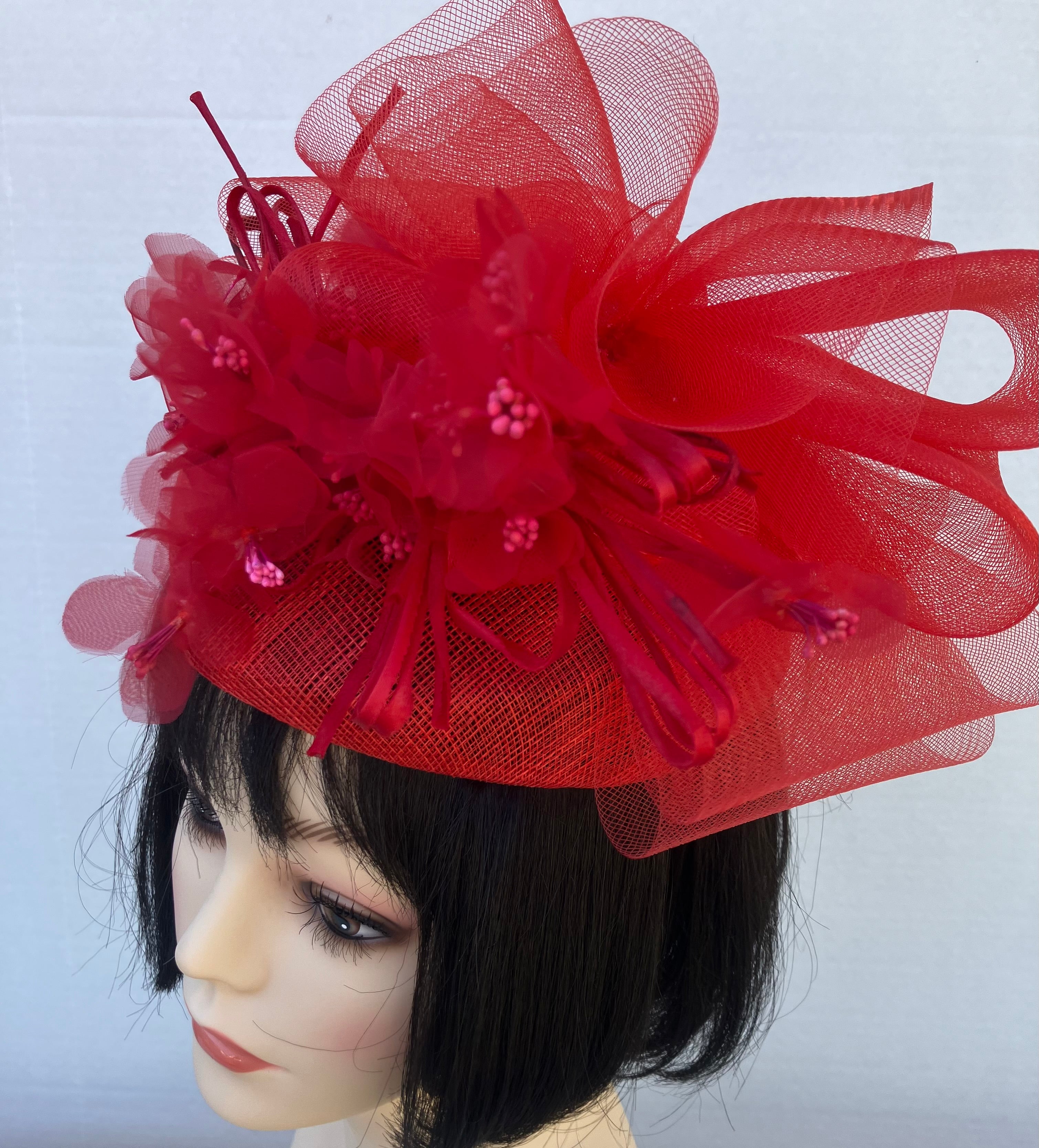 Red Fascinator-Flowers