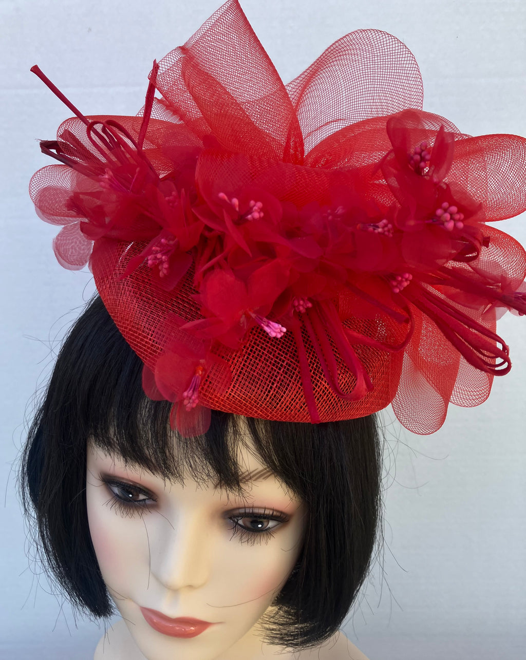 Red Fascinator-Flowers
