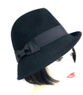 Black Wool Fedora-Side Bow