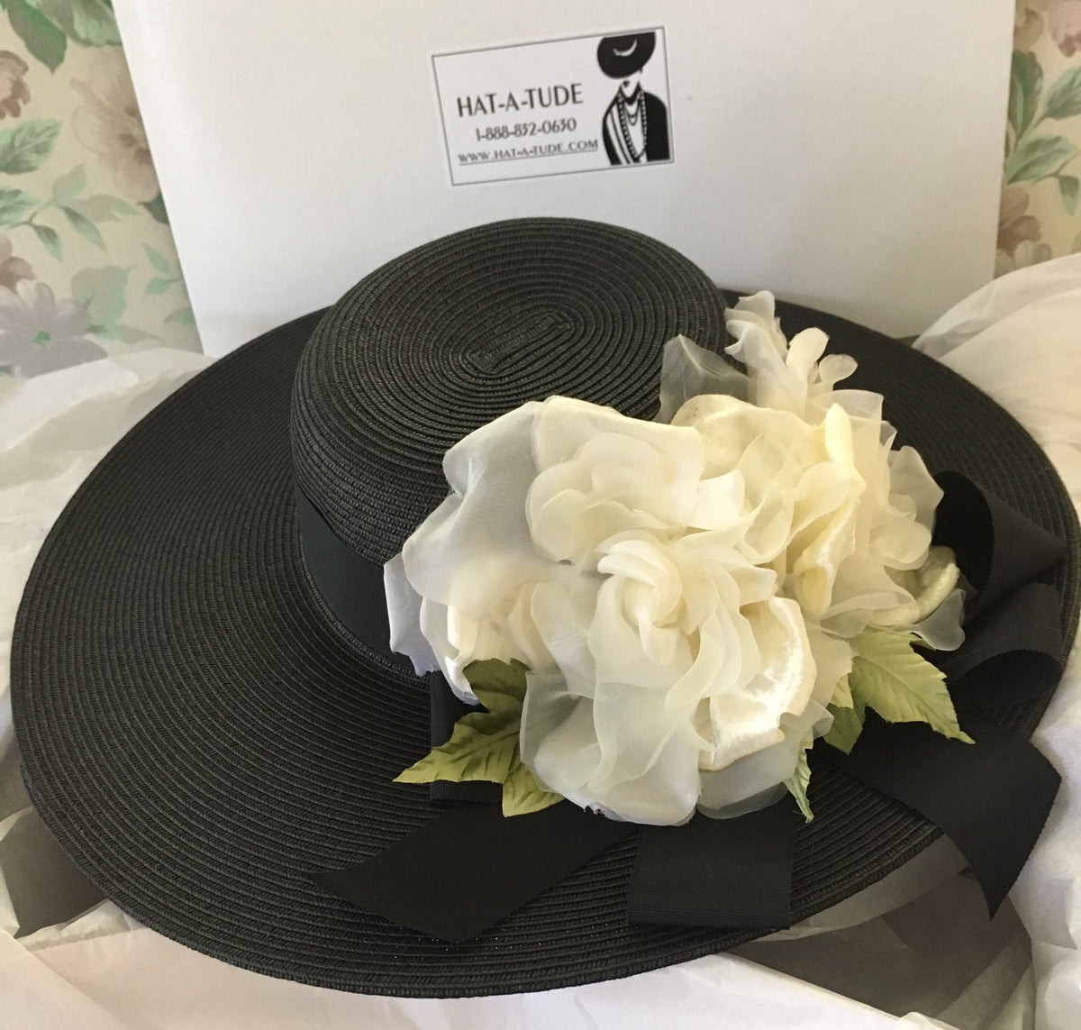 Black 5-6 Brim-Cream Roses