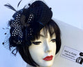 Black Feather Net Pillbox