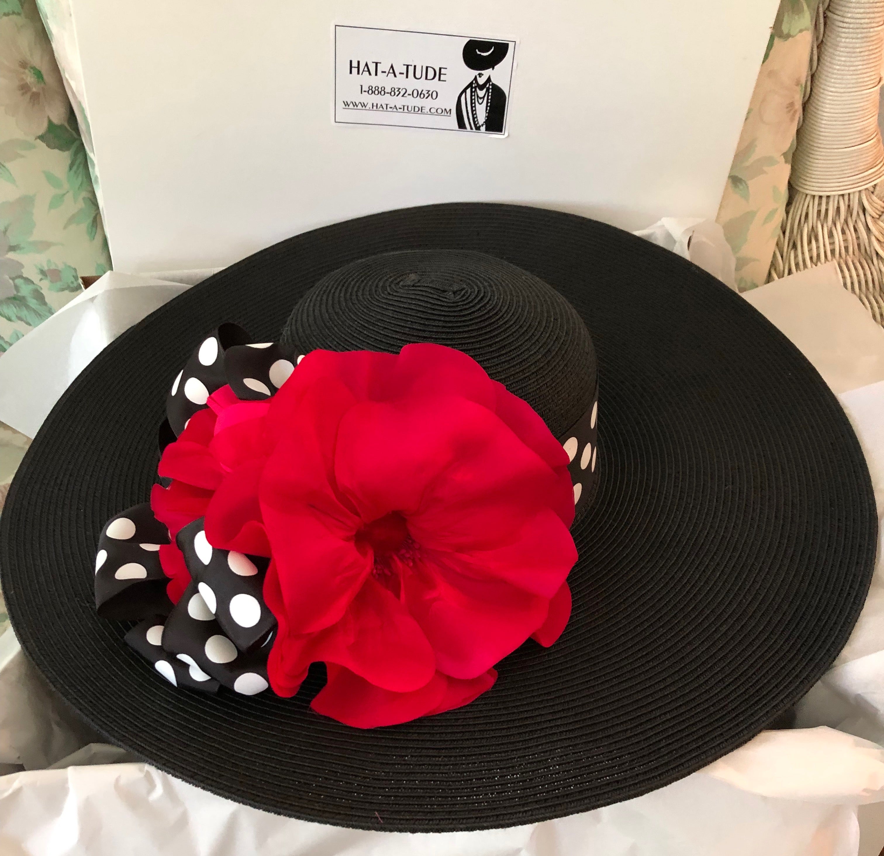 Black Hat 5-6 Brim /Dot/ Red Poppy