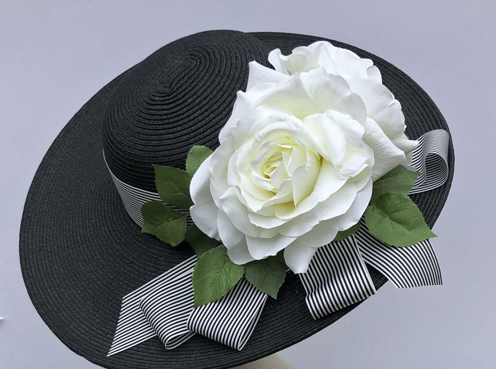Black 5-6 Brim Derby Hat-White