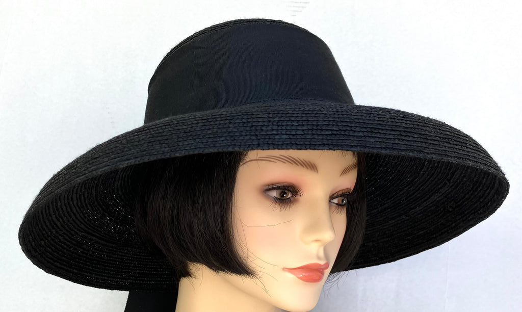 Black Milan Straw-Black Ribbon