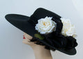 Black 5-6 Brim / White Roses