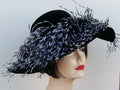 Black Velour-White-Black Ostrich