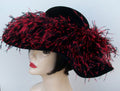 Black Velour-Black-Red Ostrich