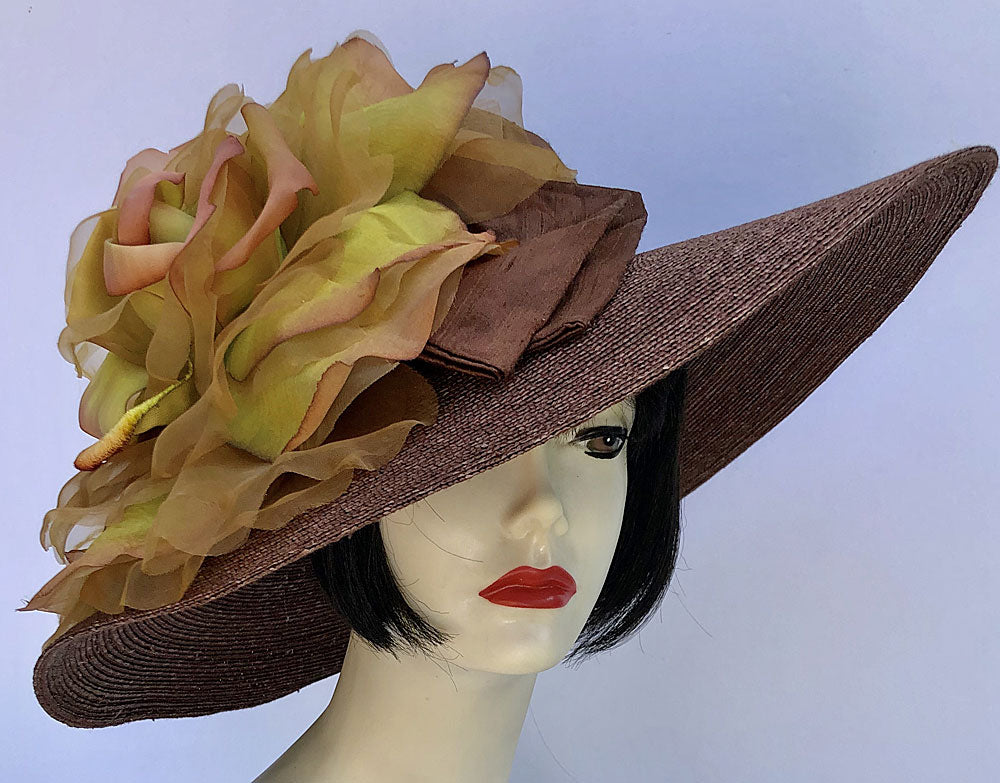 Brown Milan Large Brim-XL Bronze Rose