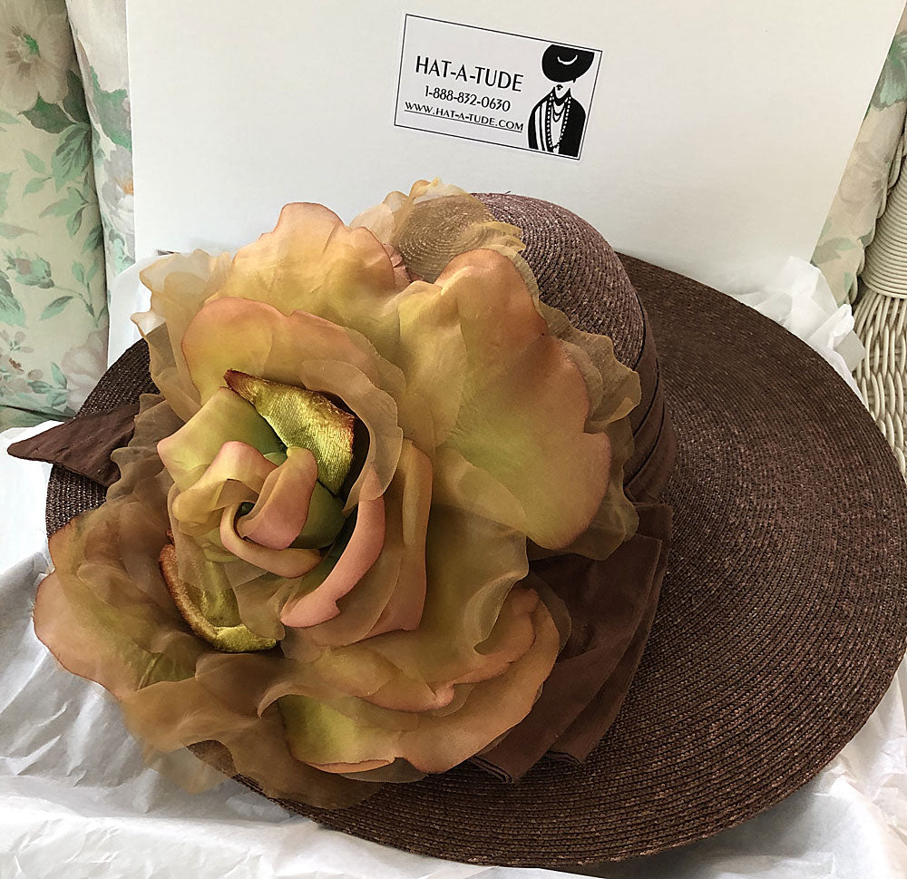 Brown Milan Large Brim-XL Bronze Rose