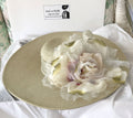 Celedon-Taupe Hat-Ivory Fuchsia Rose