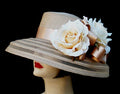 Beige Sheer Dress Hat-Rose