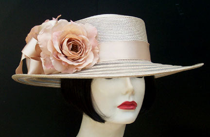 Beige Sheer Hat-Bronze Rose