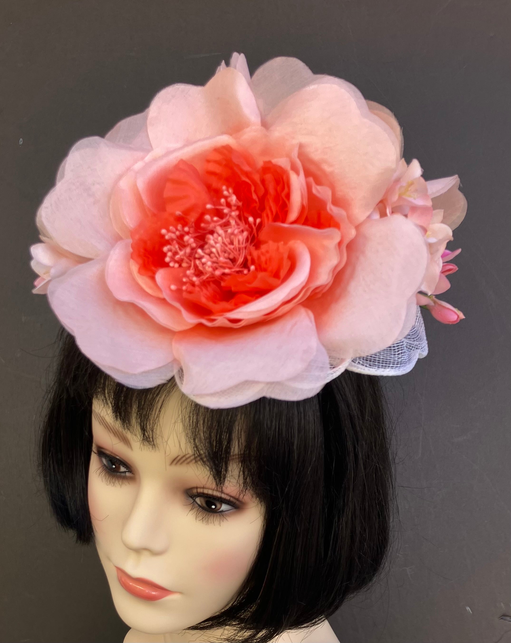 Coral Flower Fascinator