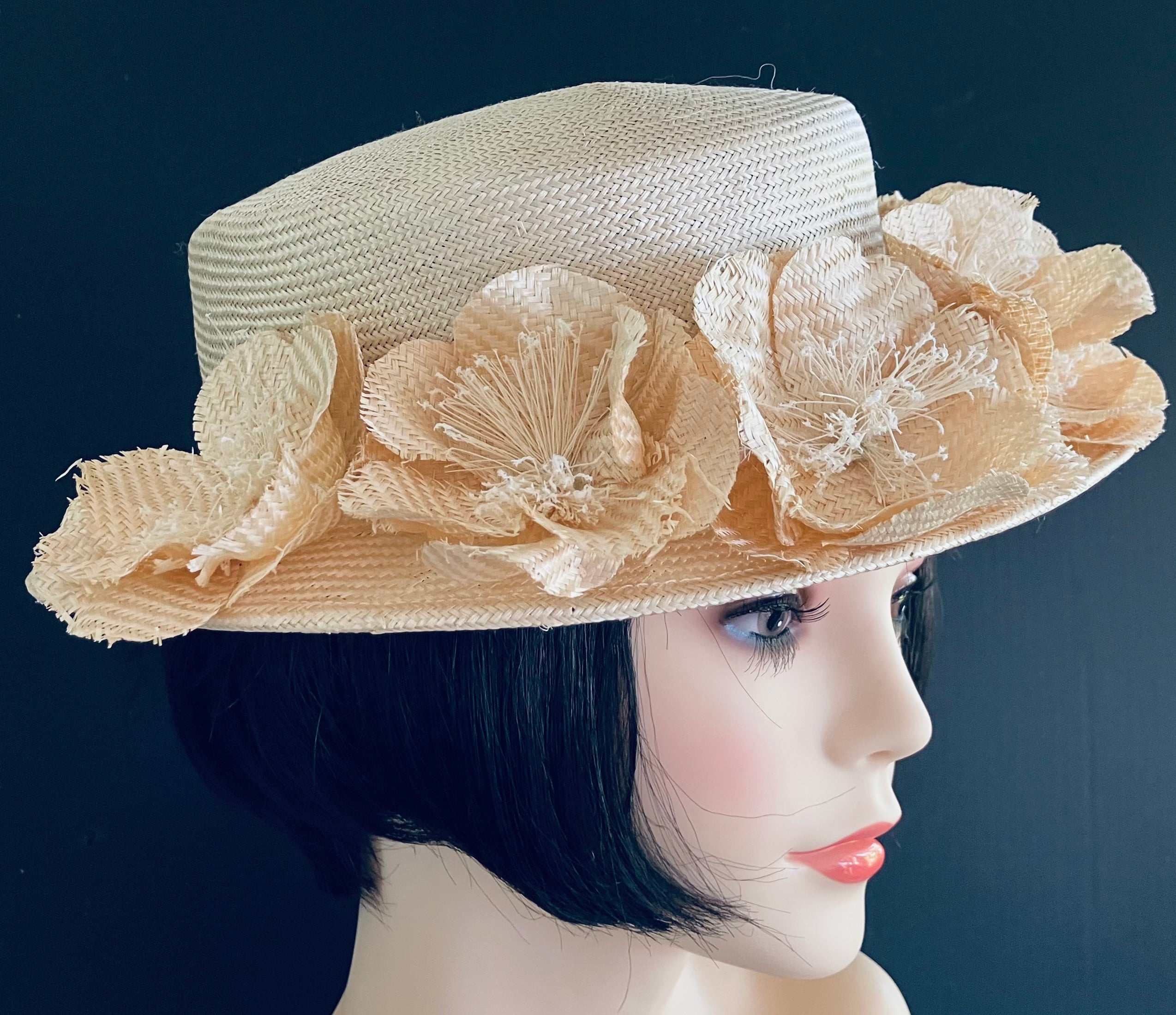 Ivory Petite/XS Boater-Flowers