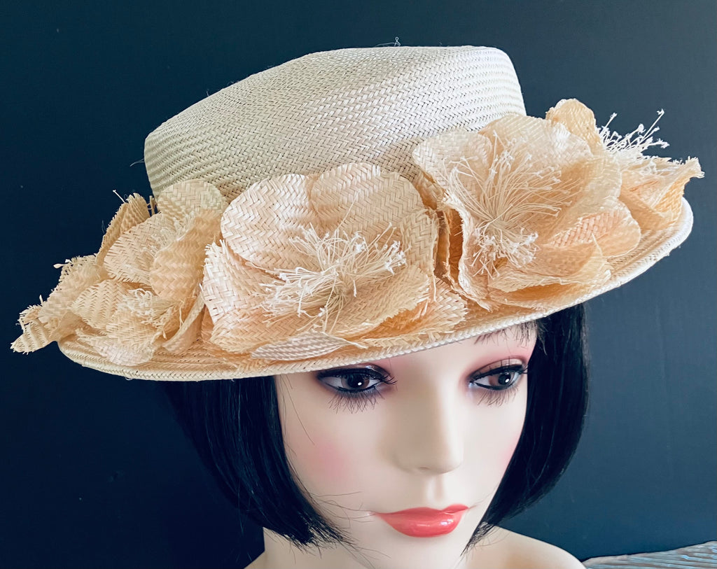 Ivory Petite/XS Boater-Flowers