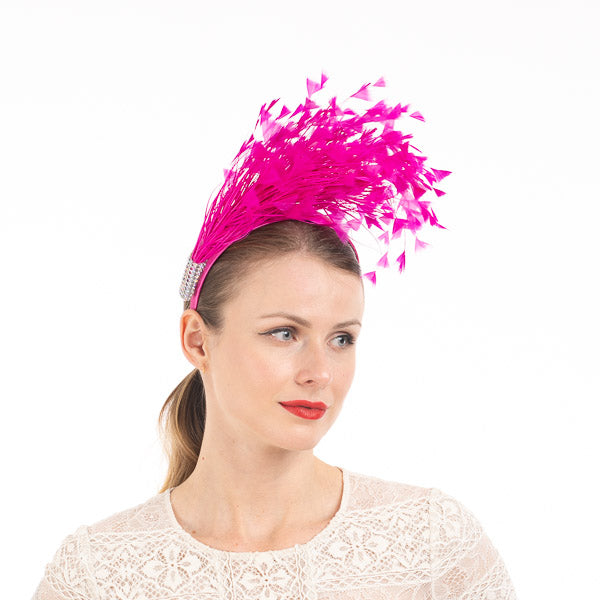 Fuchsia Pink Feather Fascinator