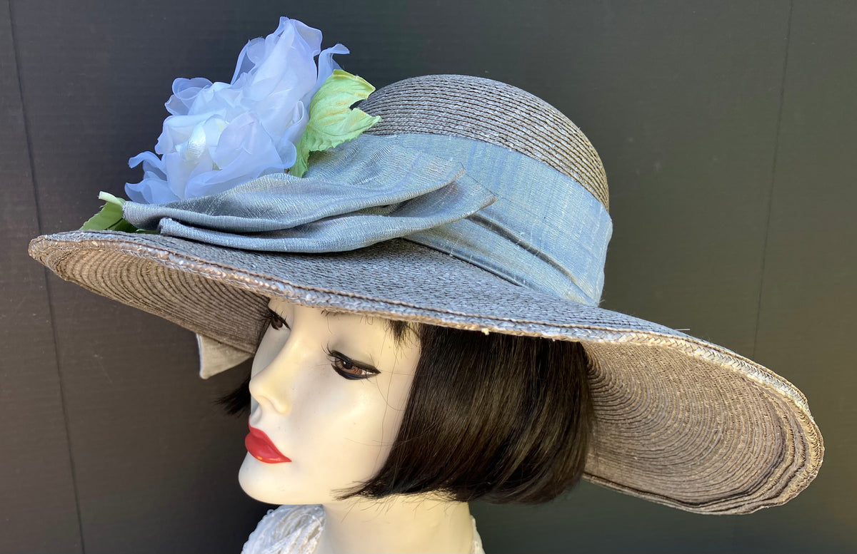 Grey Milan 5 Brim-White Rose