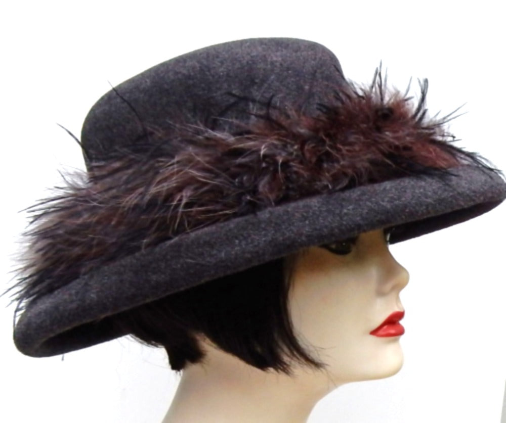 Grey Velour Felt Gambler-Boa
