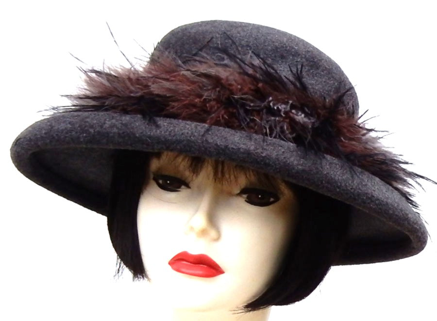 Grey Velour Felt Gambler-Boa