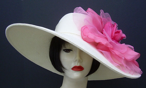 Ivory 5-6 Brim Hat-Pink Rose