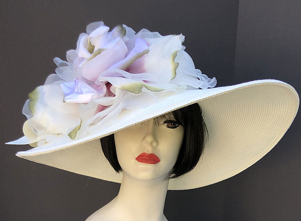 Ivory 5-6 Brim Hat-Ivory-Fuchsia Rose