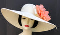 Ivory Hat 5-6 Brim-Coral Peony