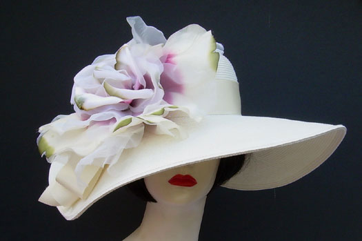Ivory 5-6 Brim Hat-Ivory-Fuchsia Rose