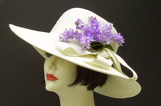 Ivory 4" Picture Hat/ Lavender Hydrangea
