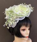 Lime Green White Fascinator