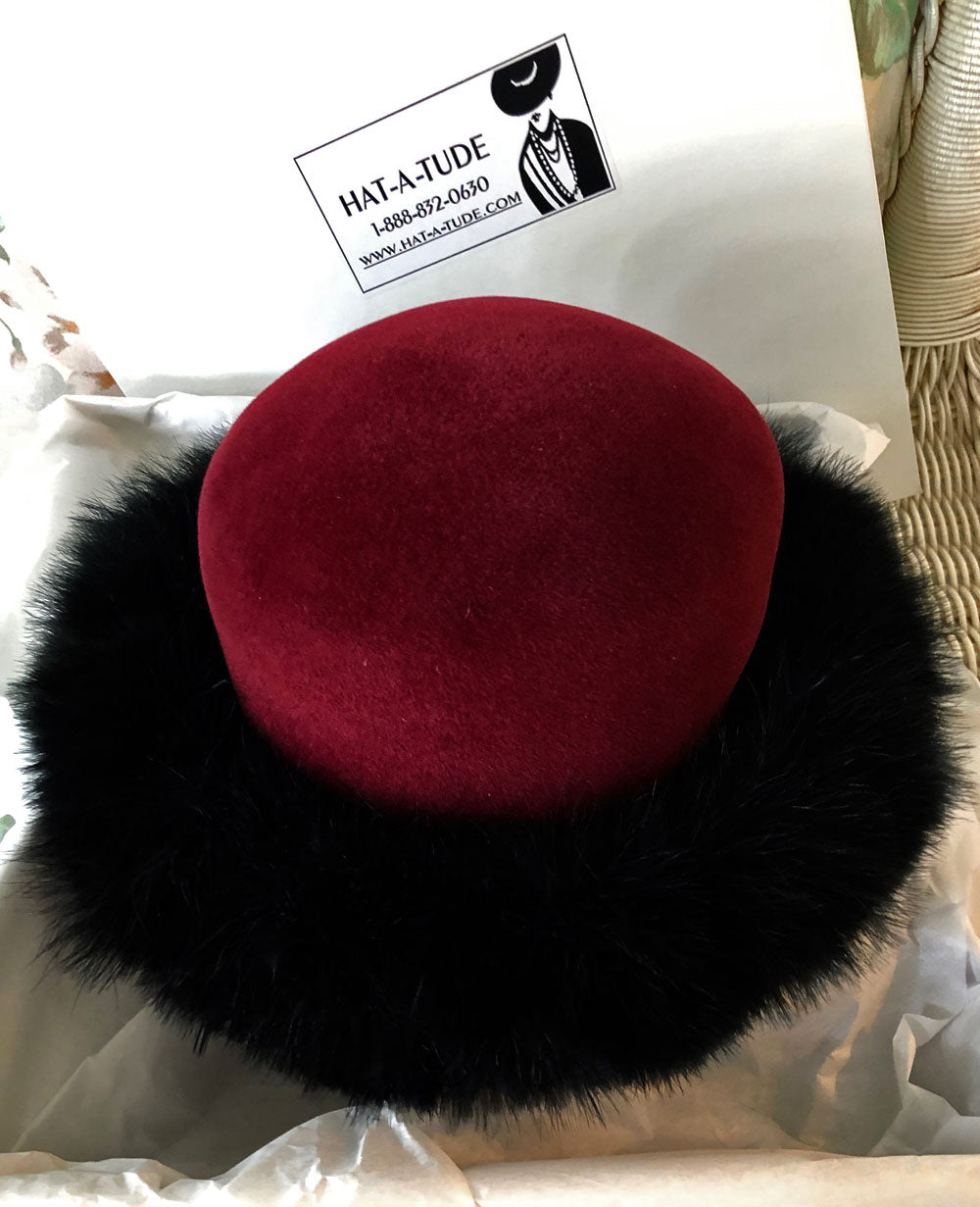Maroon Velour Felt-Marabou