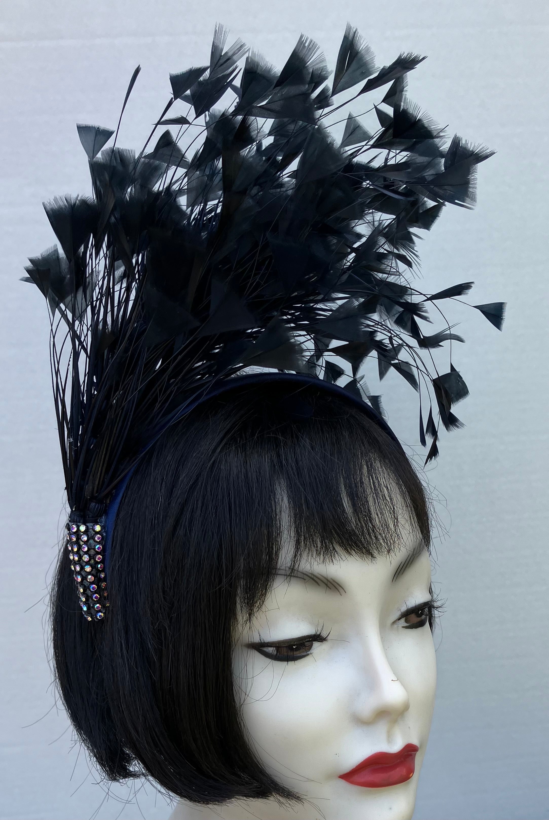 Dark Navy Feather Fascinator