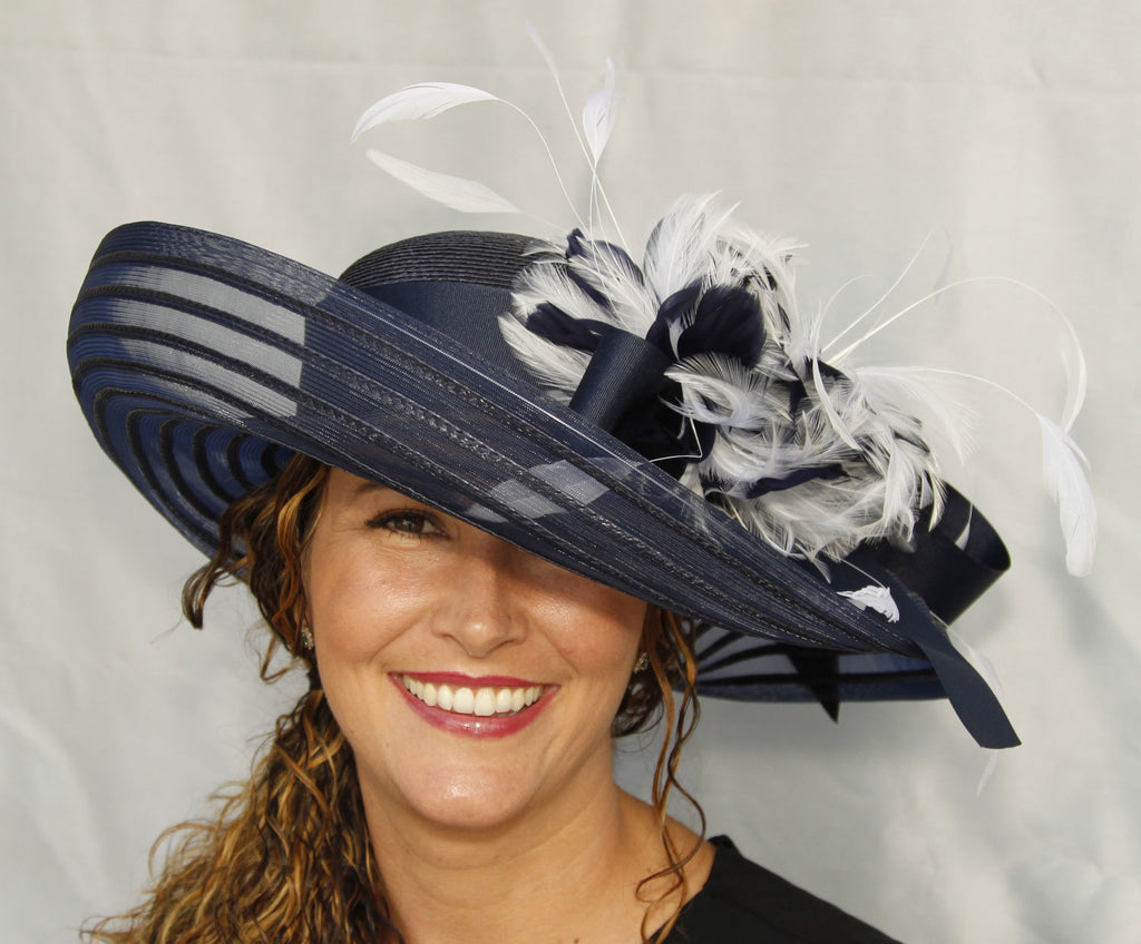 Navy Sheer-Feather Flourish