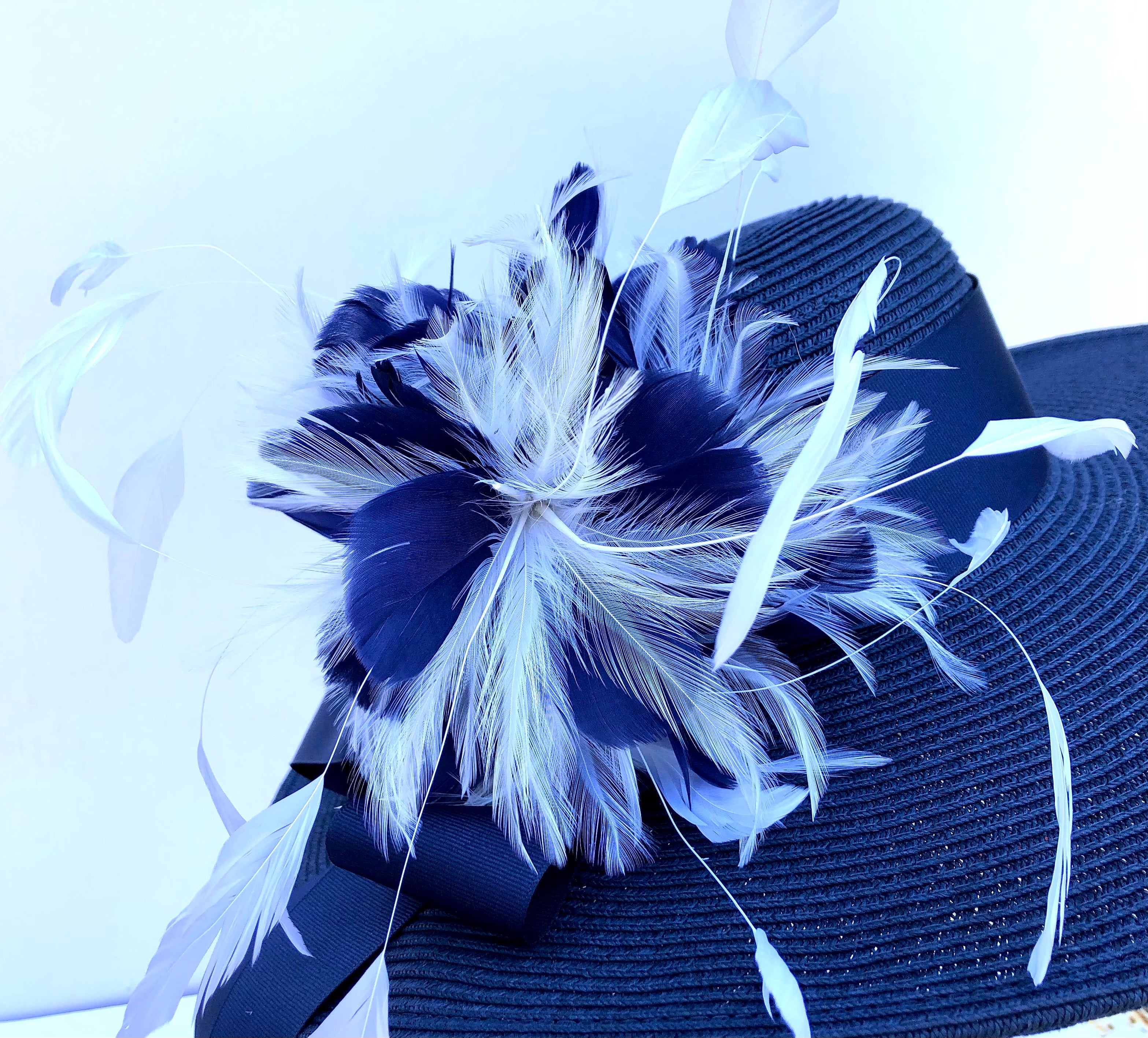 Navy 5 Brim-Navy-White Feather