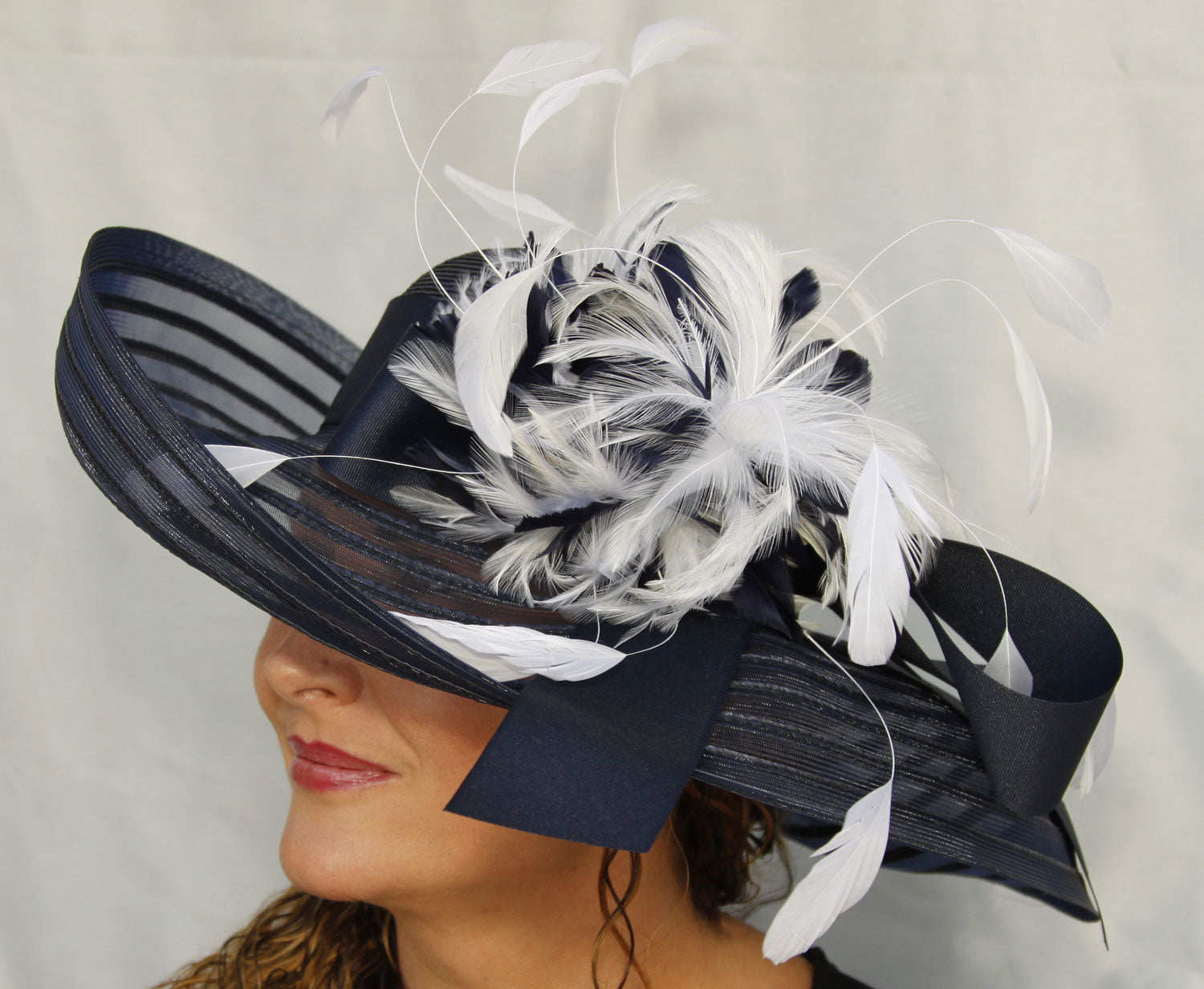 Navy Sheer-Feather Flourish