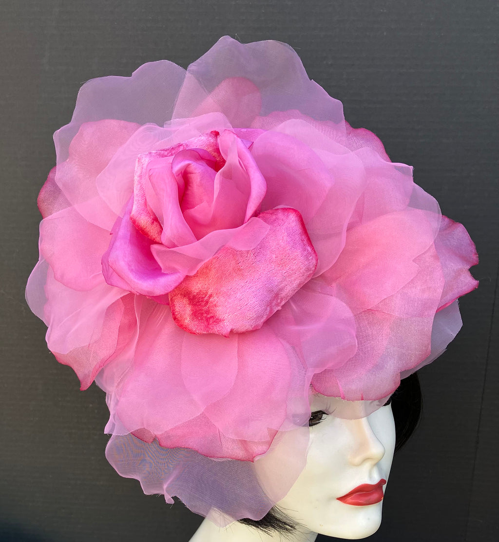 Large Pink Rose Fascinator