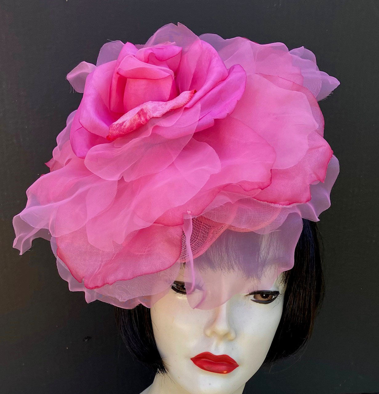 Large Pink Rose Fascinator