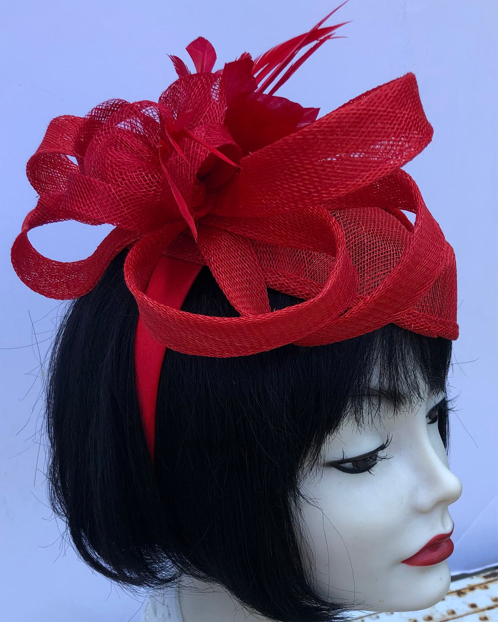 Red Pillbox Fascinator