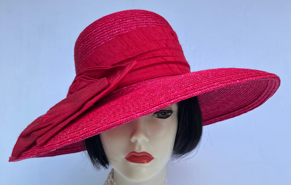 Red Milan 5" Brim/Shantung Bow
