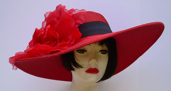 Red 5-6 Brim Derby Hat-Rose