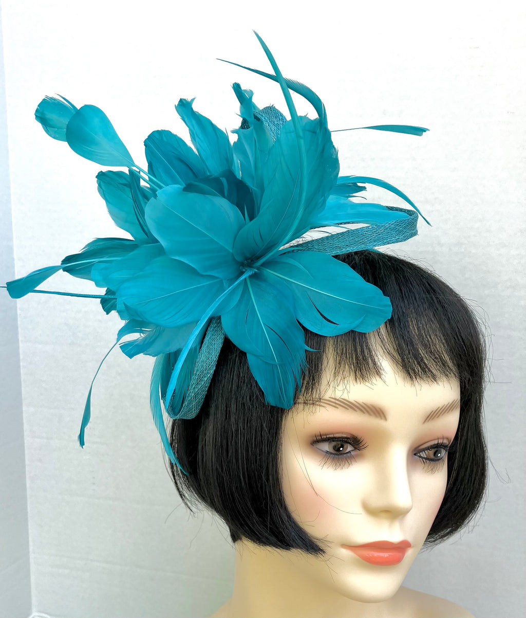 Turquoise Feather Fascinator