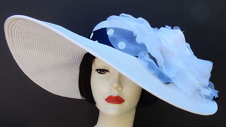 White-Navy Derby Hat-Rose