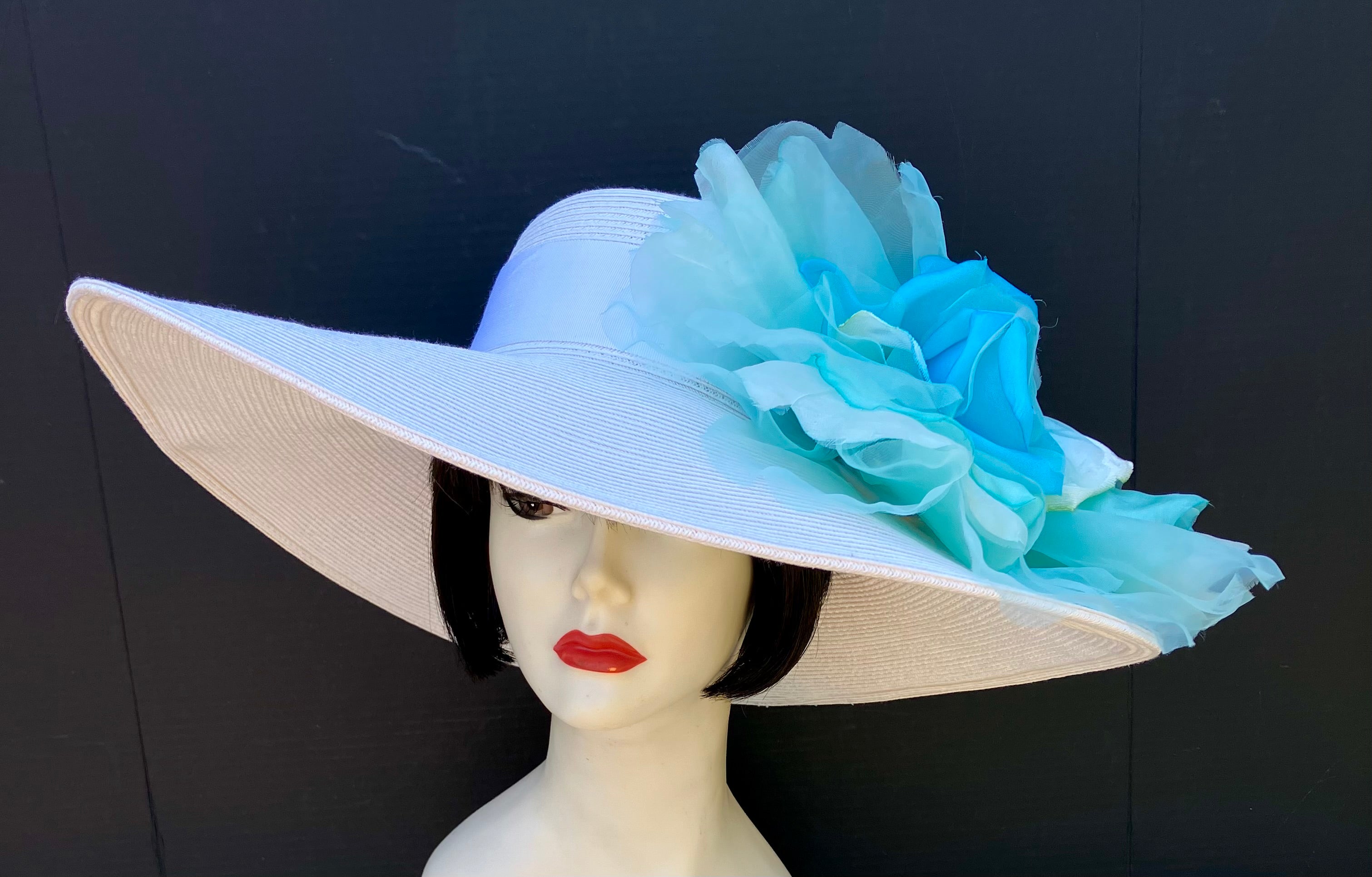 Ivory 5-6 Brim -Sheer Aqua Rose