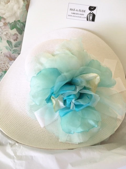 Ivory 5-6 Brim -Sheer Aqua Rose