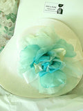 White 5 6 or 8 Brim-Aqua Rose