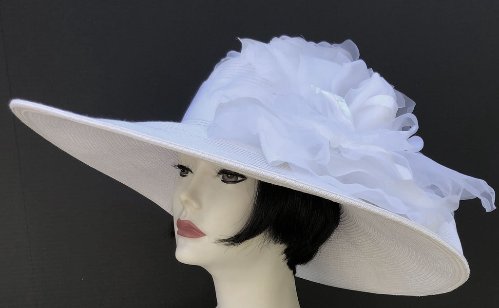 White Derby Hat-White Rose