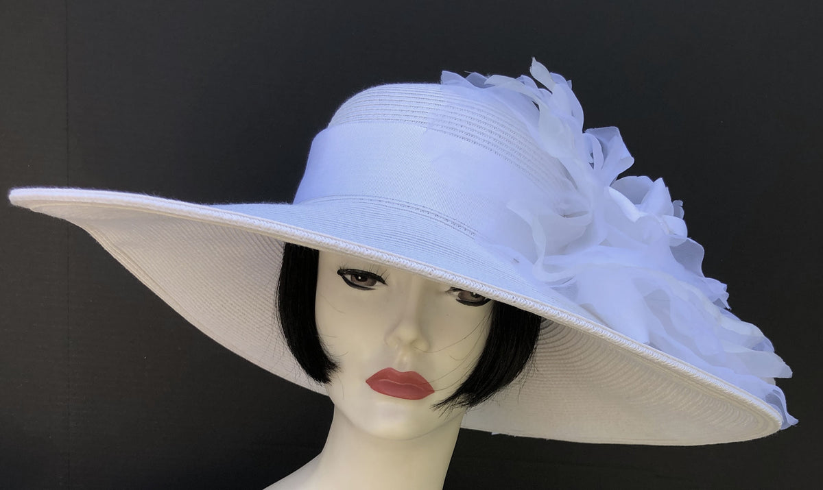White Derby Hat-White Rose